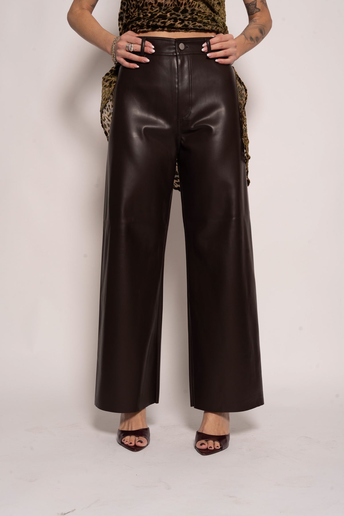 Pantalone pelle bodeaux