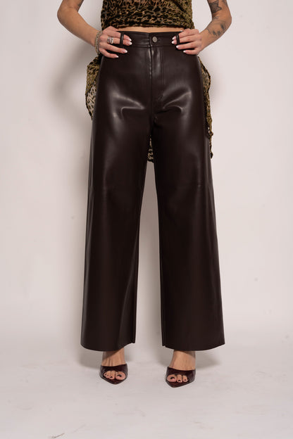 Pantalone pelle bodeaux
