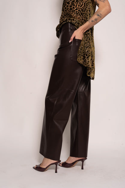 Pantalone pelle bodeaux