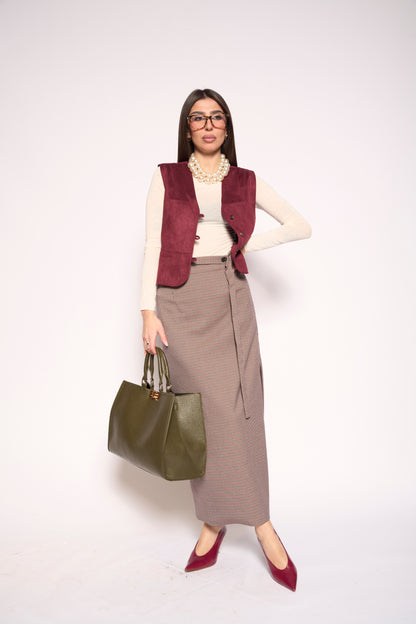 Gilet suede bordeaux