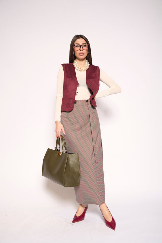 Gilet suede bordeaux