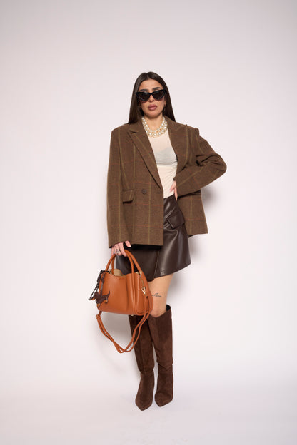 Gonna similpelle marrone