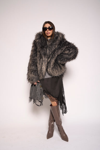 Pelliccia eco grigia