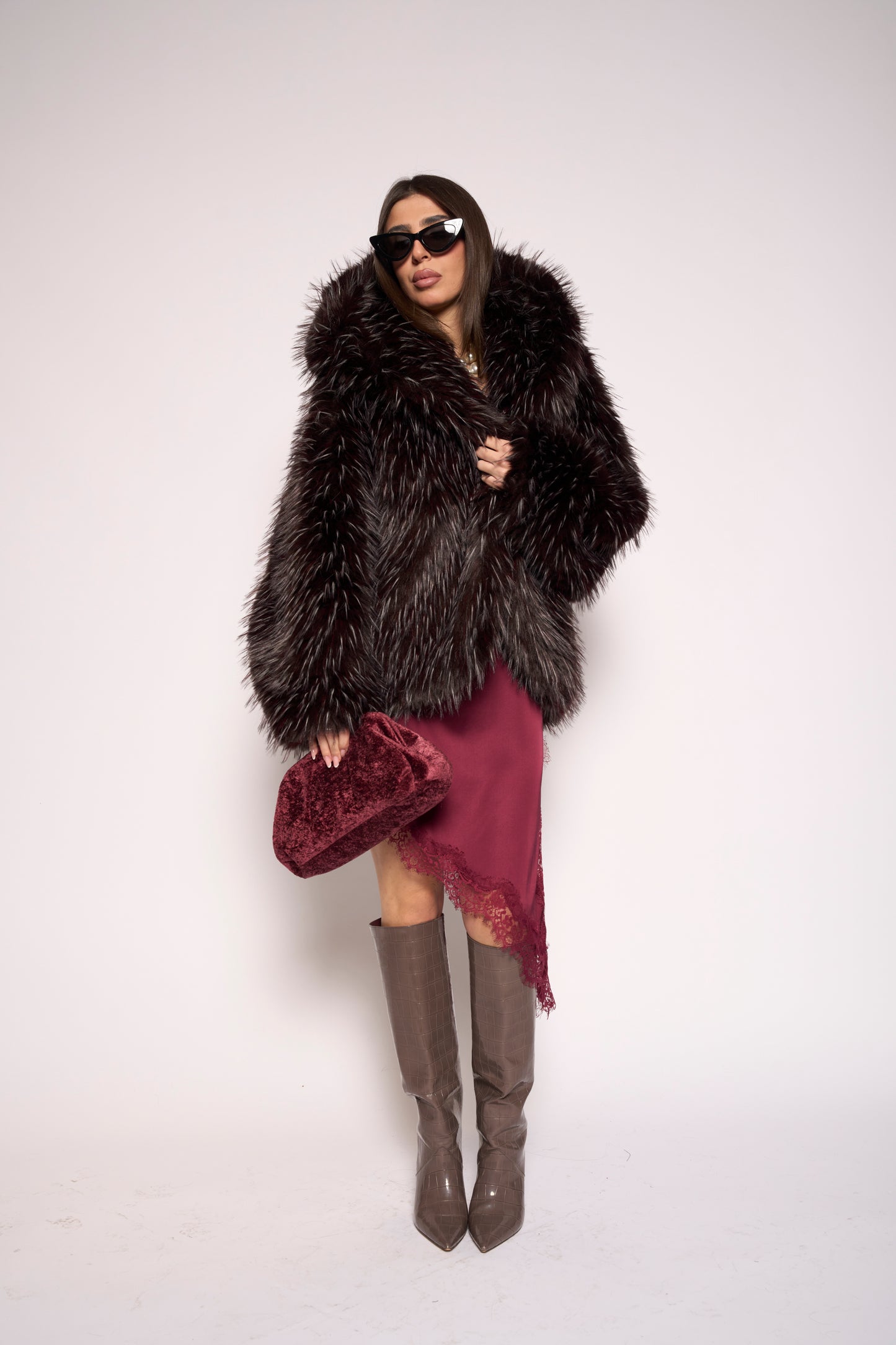 Pelliccia eco bordeaux