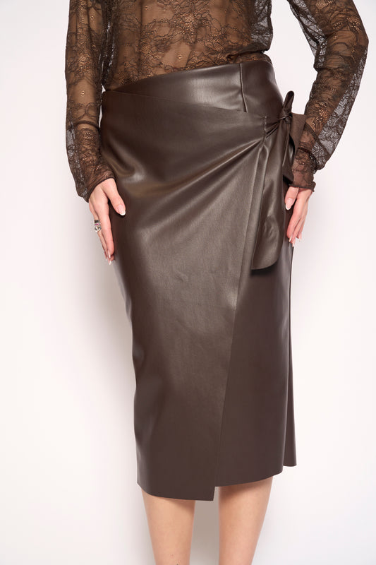 Longuette ecopelle marrone