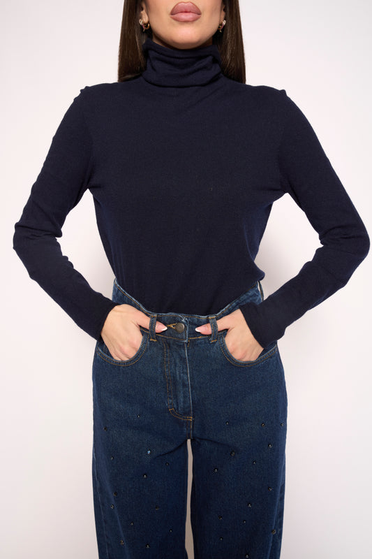 Maglia dolcevita blu