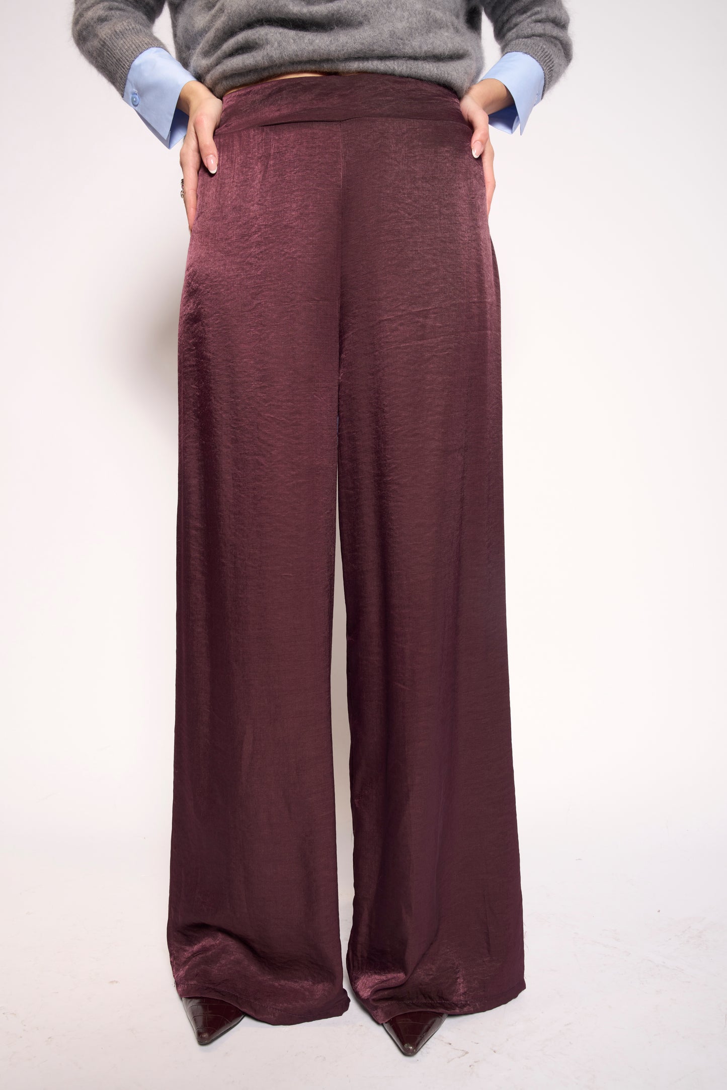 Pantalone satin burgundy
