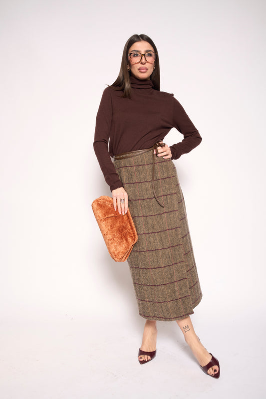 Gonna tartan marrone