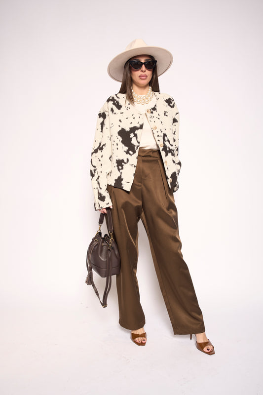 Pantalone satin marrone